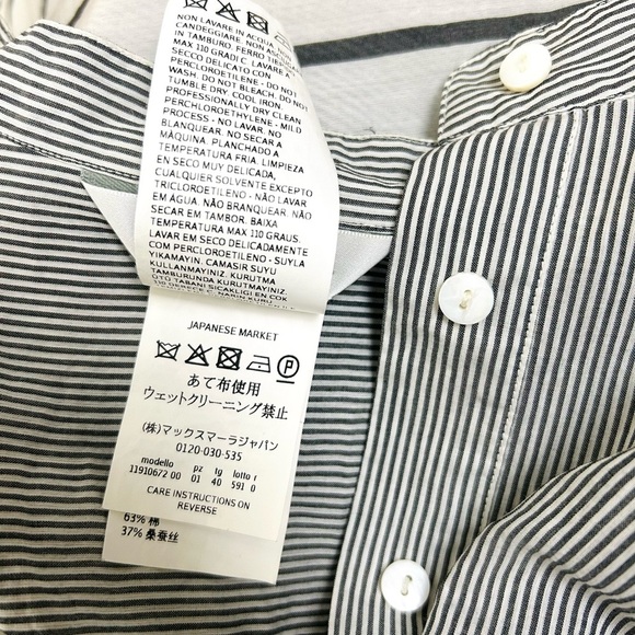 MaxMara Grey And White Stripe Cotton And Silk Tunic Top - Picture 10 of 10